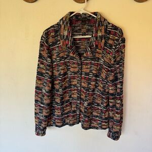 St. John Multicolor tweed zip up Knit Jacket size 14